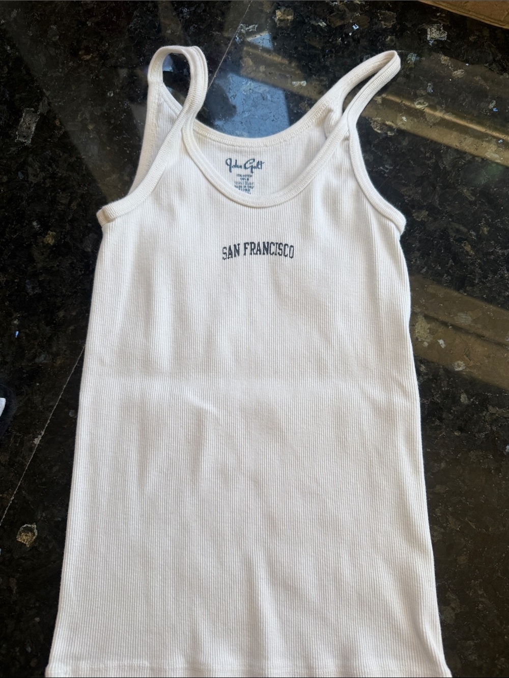 Brandy Melville White Ribbed 'San Francisco' Tank